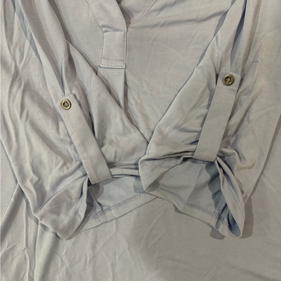 Lush Gray V-Neck Long Sleeve Blouse XL Relaxed Lightweight Top - Picture 7 of 8
